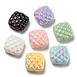 Mixed Color UV Plating Acrylic Beads, Iridescent, Square, Mixed Color, 20.5x20.5x9mm, Hole: 3mm