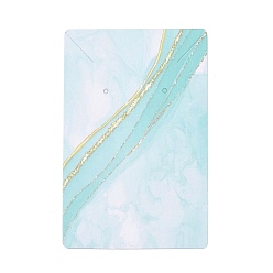 Turquoise Pâle Cartes d'affichage de bijoux en papier de carton de marquage à chaud, pour accrocher boucle d'oreille et collier, rectangle, turquoise pale, 9x6x0.04 cm, Trou: 1.6mm