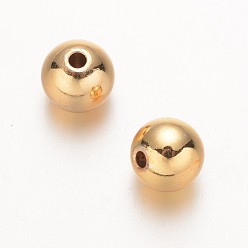 Real 18K Gold Plated Round Brass Beads, Real 18K Gold Plated, 8mm, Hole: 2mm