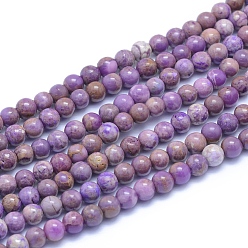 Lepidolita Lepidolita natural / hebras de perlas de piedra de mica púrpura, rondo, 5~5.5 mm, agujero: 0.7 mm, sobre 83 unidades / cadena, 15.75 pulgada (40 cm)