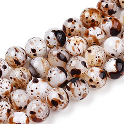 Seashell Color Drawbench Style Dyed Natural Freshwater Shell Beads Strands, AB Color Plated, Dyed, Round, Seashell Color, 5mm, Hole: 0.6mm, about 72~81pcs/strand, 14.25~15.35 inch(36.2~39cm)
