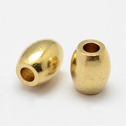 Raw(Unplated) Brass Beads, Oval, Nickel Free, Raw(Unplated), 6x5mm, Hole: 2mm