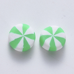 Verde Primavera Media Abalorios de la arcilla de polímero hechos a mano, sin agujero / sin perforar, caramelo, verde primavera medio, 9~11x4.5~6 mm