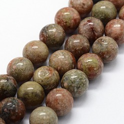 Unakita Perlas naturales unakite hebras, rondo, 6 mm, agujero: 0.8 mm, sobre 63 unidades / cadena, 14.76 pulgada (37.5 cm)