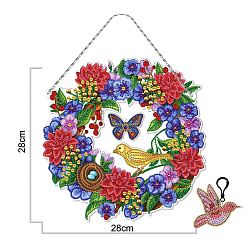 Mixed Color DIY Plastic Hanging Sign Diamond Painting Kit, for Home Decorations, Wreath, Mixed Color, 280x280mm