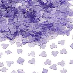 Violet Bleu Perles de paillettes en plastique, Style mat, décorations artisanales à coudre, signes de cartes à jouer, bleu violet, 6x5~6x0.3mm