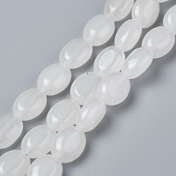 White Jade Natural White Jade Beads Strands, Oval, 8x6x3.5~4mm, Hole: 1mm, about 45~52pcs/strand, 15.16~15.74 inch(38.5~40cm)