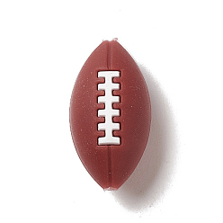 Brun Perles focales en silicone, de rugby, brun, 26x14x13mm, Trou: 3mm