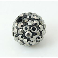 Jet Hematite Polymer Clay Rhinestone Beads, Pave Disco Ball Beads, Grade A, Jet Hematite, 6mm, Hole: 1.2mm