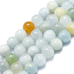 Aguamarina Perlas naturales de color turquesa hebras, rondo, 8~9 mm, agujero: 0.8 mm, sobre 48~52 unidades / cadena, 15.35''~16.54'' (39~42 cm)