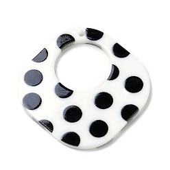 Blanco Colgantes de acrílico impresos, rombo con patrón de lunares, blanco, 39x39x2 mm, agujero: 1.6 mm