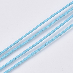 Light Sky Blue Eco-Friendly Waxed Cotton Cord, 100% Cotton Thread, for Macrame, Jewelry Making Beading Crafting, Light Sky Blue, 1mm, about 382.76 yards(350m)/bundle