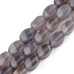 Grey Agate Natural Grey Agate Beads Strands, Twist, 11~12x7~8x7~8mm, Hole: 1.2mm, about 32~33pcs/strand, 14.96 inch~15.74 inch(38~40cm)