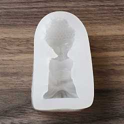 White DIY Buddha Figurine Display Silicone Molds, Resin Casting Molds, for UV Resin, Epoxy Resin Craft Making, White, 75x47x34mm, Inner Diameter: 66x29x25mm