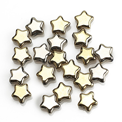 Gold Electroplate Opaque Glass Beads, Star, Gold, 8x4mm, Hole: 1mm