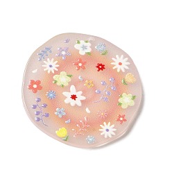 Fleur Pendentifs acryliques imprimés, charm fleur ronde et plate, fleur, 36.5x26.5x2.5mm, Trou: 1.6mm