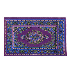 Púrpura Alfombras de seda en miniatura de estilo étnico, alfombra turca tejida, para la decoración de la casa de muñecas, Rectángulo, púrpura, 100x160x1 mm