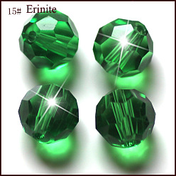 Зеленый Имитация Австрийские кристаллические шарики, класс AAA, граненый (32 граней), круглые, зелёные, 8 мм, отверстие : 0.9~1.4 мм