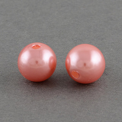 Color Salmón Perlas redondas de perlas de imitación de plástico abs, salmón, 20 mm, Agujero: 2.5 mm, sobre 120 unidades / 500 g