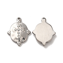Stainless Steel Color 304 Stainless Steel Pendants, with Crystal Rhinestone, Oval with Cross Charms, Stainless Steel Color, 21x16x3mm, Hole: 1.4mm
