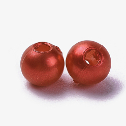 Rouge Foncé Perles acryliques en nacre d'imitation , teint, ronde, rouge foncé, 8x7.5mm, Trou: 2mm, environ 1900 pcs / livre