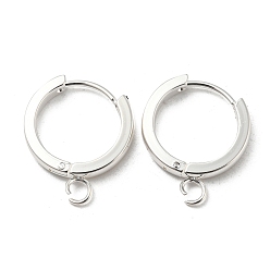 Silver 201 Stainless Steel Huggie Hoop Earrings Findings, with Vertical Loop, with 316 Surgical Stainless Steel Earring Pins, Ring, Silver, 16x2.5mm, Hole: 2.7mm, Pin: 1mm