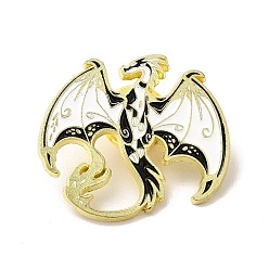 Dragon Pattern Animal Enamel Pin, Light Gold Alloy Badge for Clothes Backpack, Dragon Pattern, 28x30.5x1.5mm