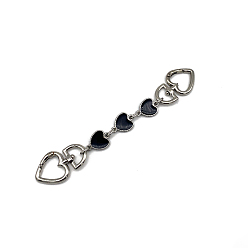 Black Alloy Enamel Heart Bag Strap Extenders, with Swivel Clasps, for Bag Replacement Accessories, Platinum, Black, 17cm