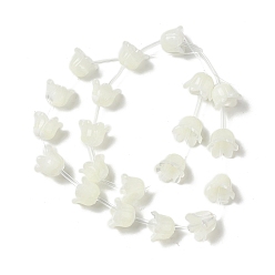 Creamy White Natural Trochid Shell/Trochus Shell Bead Caps, 6-Petal, Lily of the Valley, Creamy White, 8x11x8mm, Hole: 1mm
