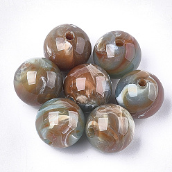 Brun Saddle Perles acryliques, style de pierres fines imitation, ronde, selle marron, 20x19.5mm, trou: 3 mm, environ 105 pcs / 500 g