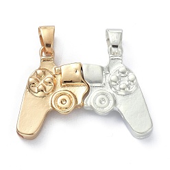 Golden & Silver Alloy Magnetic Friendship Controller Necklace Set, Magnet Game Console Handle Pendants, for Friend Couples Gift, Golden & Silver, 20.5x28x4mm, Hole: 4.5x4mm
