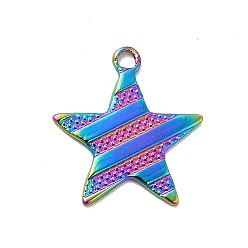 Rainbow Color Ion Plating(IP) 304 Stainless Steel Pendants, Star Charms, Rainbow Color, 15x14x1mm, Hole: 1.5mm