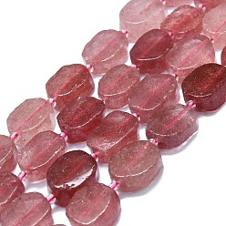Quartz Fraise Naturel de fraise de quartz brins de perles, rectangle, 15~17x10~13x5~6mm, Trou: 1mm, Environ 22 pcs/chapelet, 15.94'' (40.5 cm)