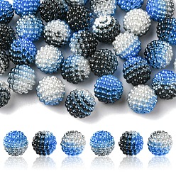 Marina Azul Granos de acrílico de la perla de imitación, perlas de la baya, perlas combinadas, rondo, azul marino, 12 mm, agujero: 1 mm