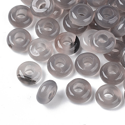 Grey Agate Natural Grey Agate European Beads, Large Hole Beads, Rondelle, 10x4.5mm, Hole: 4mm