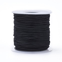 Black Round Elastic Cord Wrapped by Nylon Thread, Black, 0.6mm, about 65.61 yards(60m)/roll
