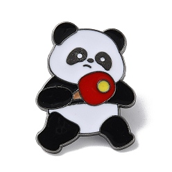 Sports Sports Theme Panda Enamel Pins, Gunmetal Alloy Brooch for Backpack Clothes, Table Tennis, 28x21mm