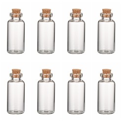 Прозрачный Шарик контейнеры Стеклянная банка, с пробкой, бутылка желаний, прозрачные, 18x40 мм, узкое: 10 мм в диаметре, емкость: 7 мл (0.23 жидких унций)