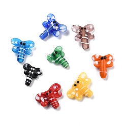 Mixed Color Handmade Lampwork Beads, Dragonfly, Mixed Color, 17.5~22.5x17~22x7mm, Hole: 2mm