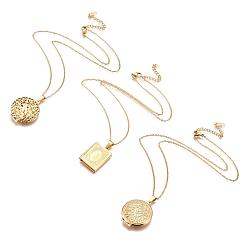 Golden 304 Stainless Steel Locket Pendant Necklaces, Mixed Shape, Golden, 17.7 inch(45cm) 