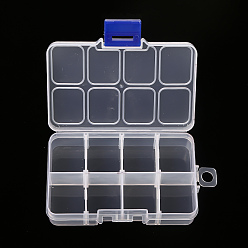 Claro Contenedor de almacenamiento de cuentas de plástico, caja divisoria ajustable, Cajas organizadoras 8 compartimentos extraíbles, Rectángulo, Claro, 10.5x6.6x2.3 cm, compartimento: 3.1x2.7x2 cm