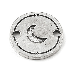 Luna Dijes de conector de aleación de estilo tibetano, plano y redondo, luna, 16x1.3 mm, agujero: 2 mm