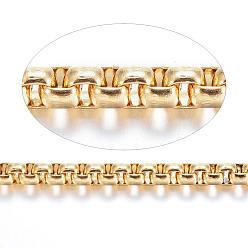 Oro 304 Acero inoxidable cadenas caja de cadenas venecianas, con carrete, sin soldar, para la fabricación de la joyería, dorado, 3x3x1 mm, aproximadamente 82.02 pies (25 m) / rollo
