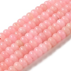Бледно-Розовый Природного нефрита нитей бисера, окрашенные, рондель, розовый жемчуг, 8x5 мм, отверстие : 1 мм, около 74 шт / нитка, 15.15 дюйм (38.5 см)