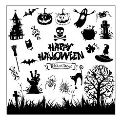Word Halloween Transparent Clear Silicone Stamp/Seal, For DIY Scrapbooking/Photo Album Decorative, Use with Acrylic Printing Template Tool, Stamp Sheets, Tools, Word, 130x130mm