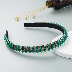 Vert De Mer Clair Serre-tête en perles de verre bling bling, accessoires de cheveux de fête pour femmes filles, vert de mer clair, 12mm