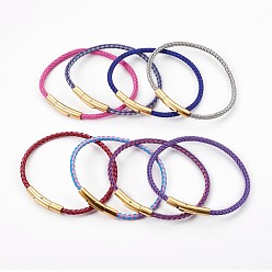 Mixed Color Braided Steel Wire Bracelet Making, with Stainless Steel Finding, Mixed Color, 7-1/8 inch(18cm), 3mm