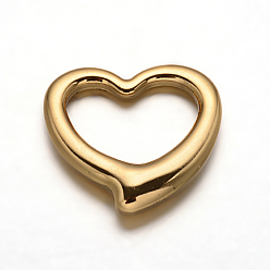 Oro 304 anillos del corazón de acero inoxidable que une, dorado, 24.5x24x2.5 mm, agujero: 15x18 mm