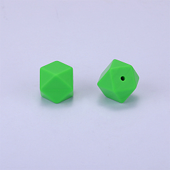 Lime Green Hexagonal Silicone Beads, Chewing Beads For Teethers, DIY Nursing Necklaces Making, Lime Green, 23x17.5x23mm, Hole: 2.5mm