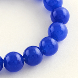 Blue Dyed Natural Jade Round Bead Strands, Blue, 6mm, Hole: 1mm, about 62pcs/strand, 15.7 inch